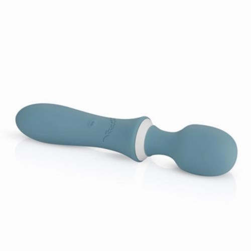 A blue massage device with a rounded head and handle, designed for relaxation and muscle relief.
