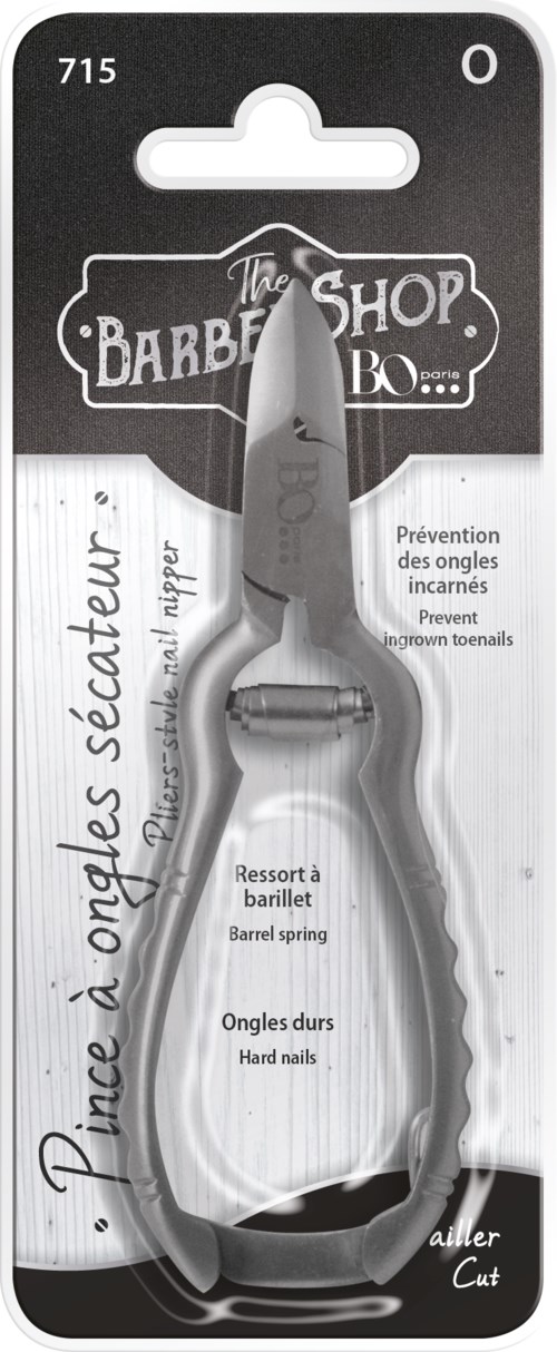 A package of nail care tool with a curved metal clamp for shaping and hardening nails.