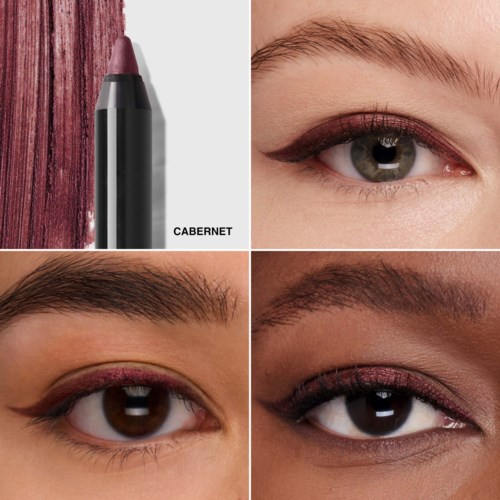 Makeup in different eye shades, showing how to use eyeshadow and eye pencil for different looks.