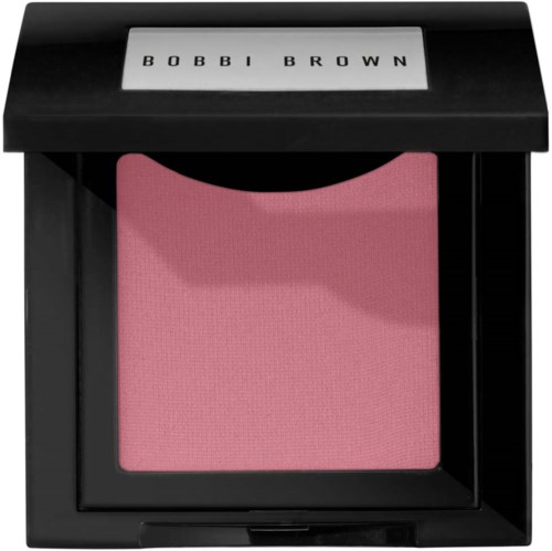 A pink blush in a black square compact with a white label reading 'BOBBI BROWN' on the lid.
