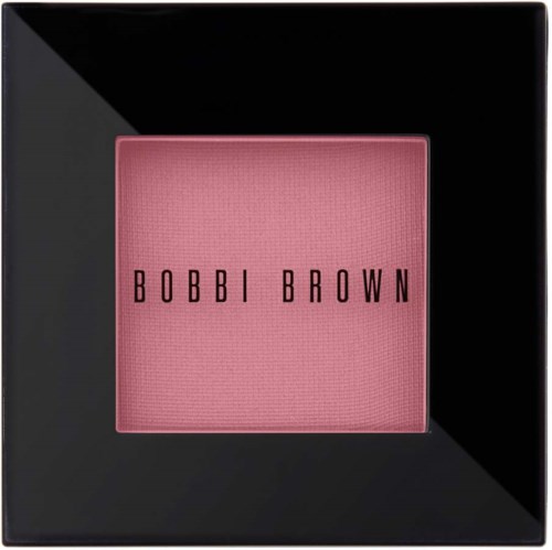 Black frame with pink center, text says 'BOBBI BROWN'. Showcases a makeup product, likely blush or eyeshadow.