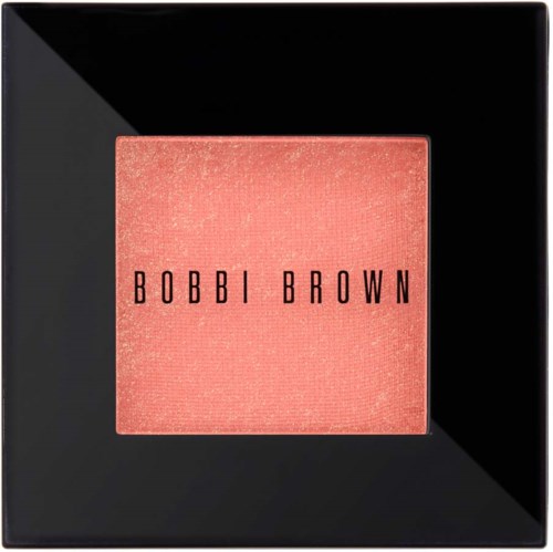 A square blush with the brand name Bobbi Brown in black letters, set on a black reflective surface.