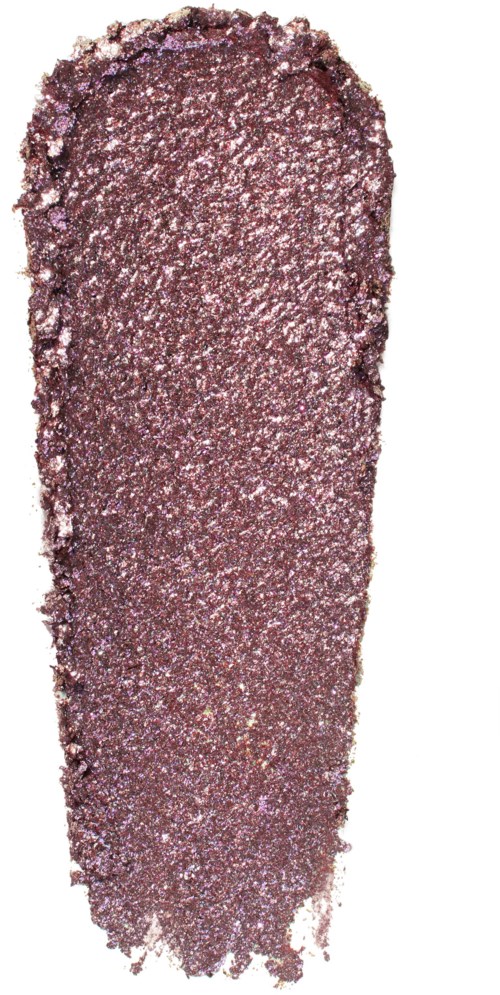 A vertical stretch of pink glittery makeup eyeshadow with rough edges and a shiny surface.