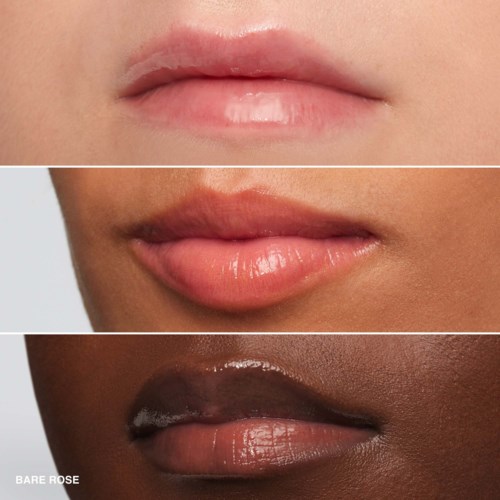 Three close-up images of lips with different shades and skin tones, showing natural and makeup styles.