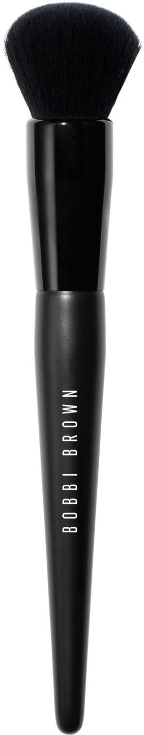Musta meikkisivellin, jossa pyöreä pehmeä yläosa ja ohut varsi, jossa lukee Bobbi Brown.