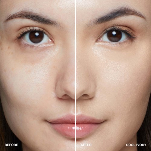 Side-by-side comparison showing skin before and after using a beauty product or treatment.