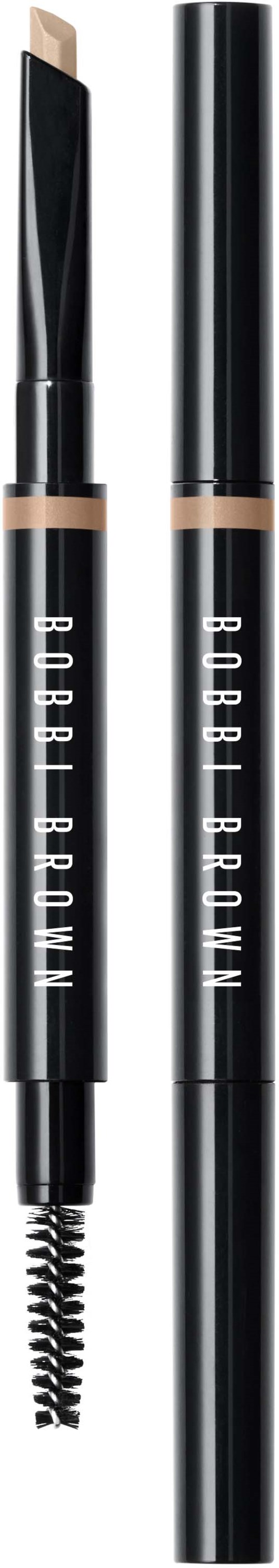Kaksi eyeliner-lyijytä, joissa mustat ja beige korkit, toisessa spoolie ja toisessa kärki. Bobbi Brown -logo molemmissa.