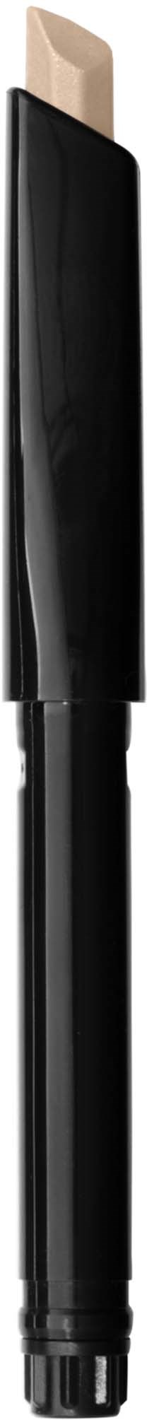 A sleek black and silver cosmetic brush with a beige tip, designed for applying makeup.
