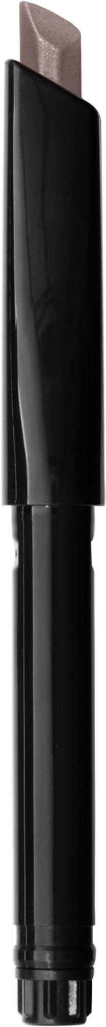 A black and silver makeup brush with a flat, angled tip for applying eyeshadow.