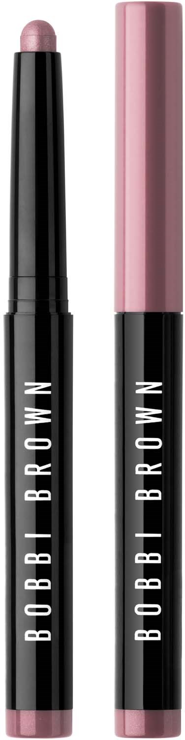 Two lip crayons, one with a pink cap, one with a black cap, both labeled 'BOBBI BROWN' on black bodies.