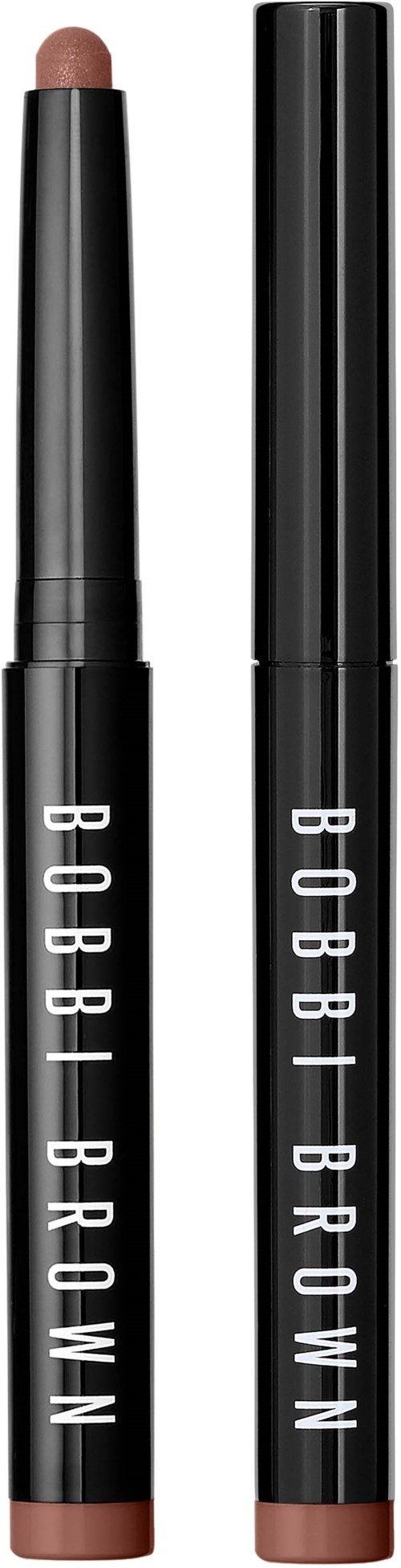Czarna kredka do makijażu z napisem 'BOBBI BROWN', jedna końcówka lekko wysunięta.