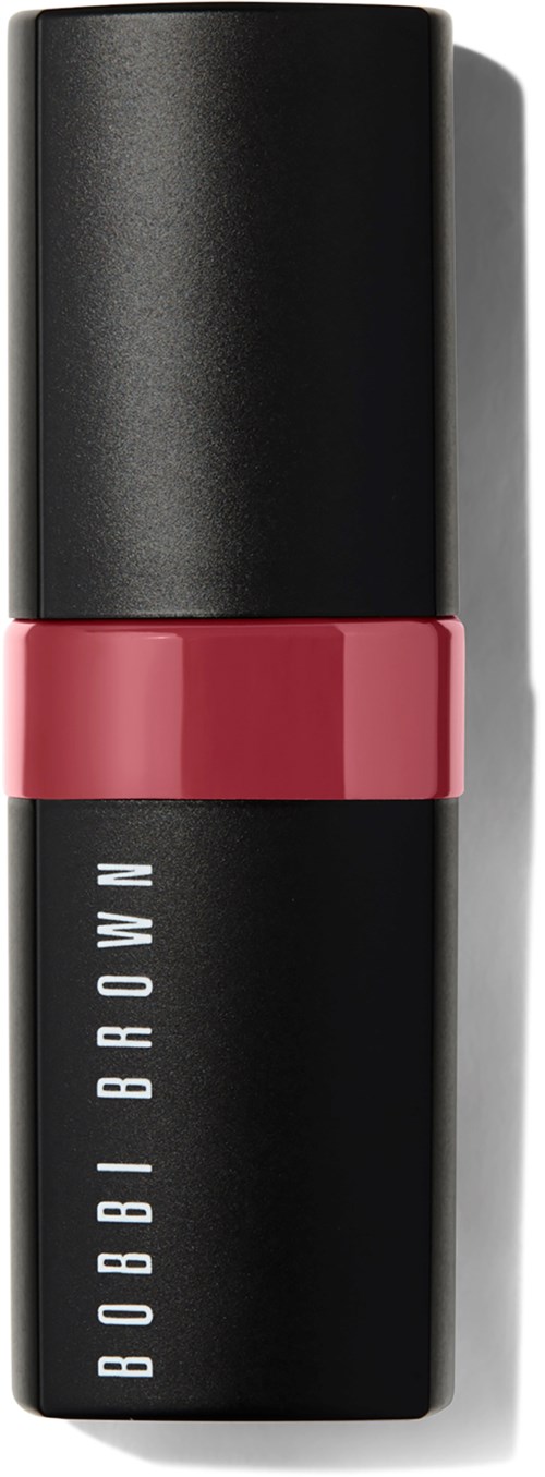 Zwarte lipstick met een roze band en witte tekst 'BOBBI BROWN'.