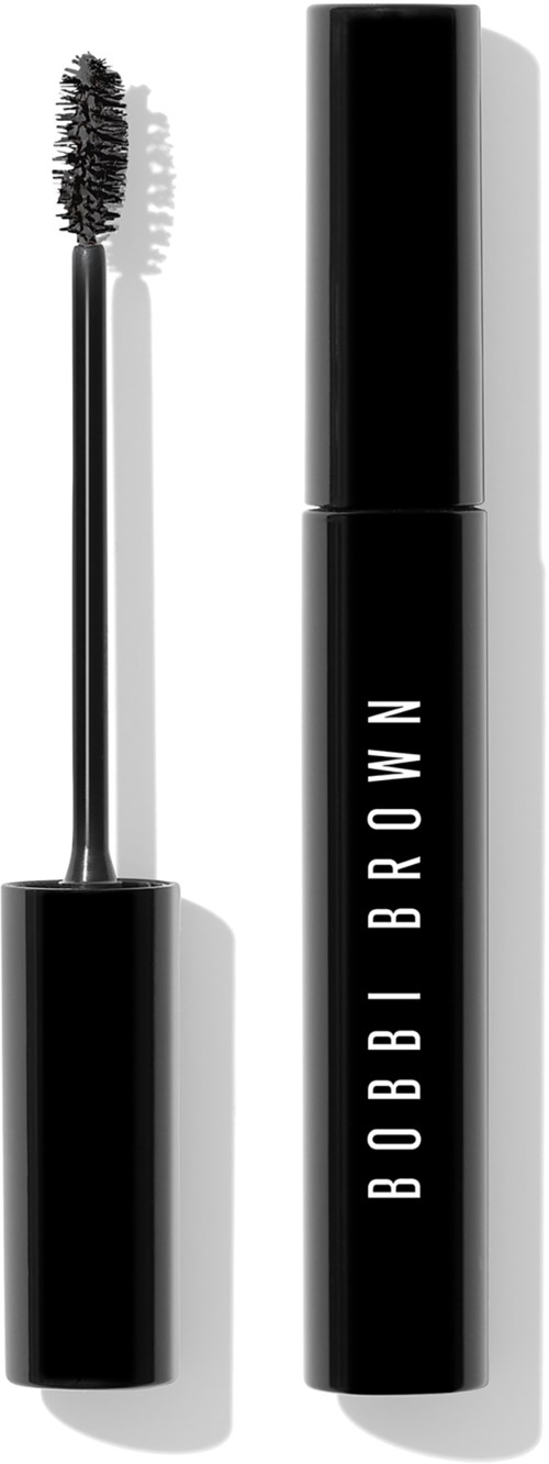 A black tube with a brush applicator, labeled 'BOBBI BROWN' in white letters, highlights a mascara product.