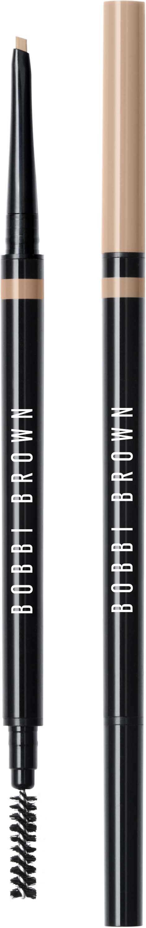 A black and beige eyeliner pencil with a cap and a sharpened tip.