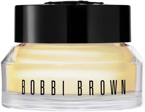 Ein kleiner Cremetopf mit schwarzem Deckel und dem Namen Bobbi Brown.