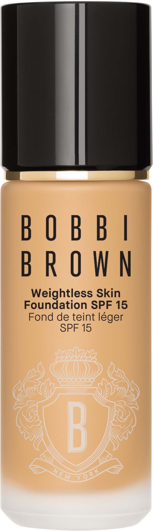 A foundation bottle with a black cap, labeled 'Bobbi Brown Weightless Skin Foundation SPF 15'.