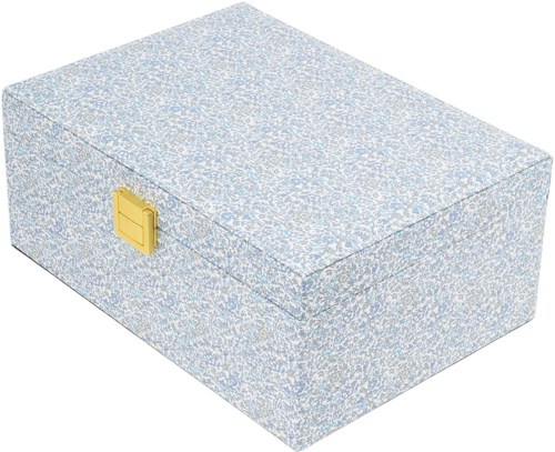 A large, rectangular box with a textured surface and a yellow latch on the front side.
