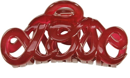 A red decorative object spells out the word "love" in a flowing, cursive style.