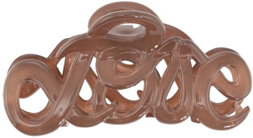A chocolate sculpture spelling 'love' in cursive style.