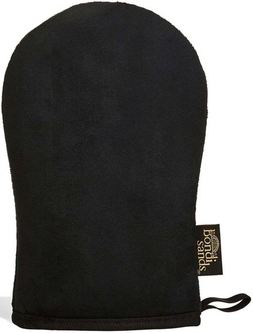 A black oven mitt with a small hanging loop, no visible design or pattern.