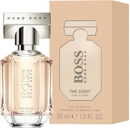 Hugo Bossin tuoksupullo ja rasia, jossa lukee "The Scent" ja koko 30 ml.
