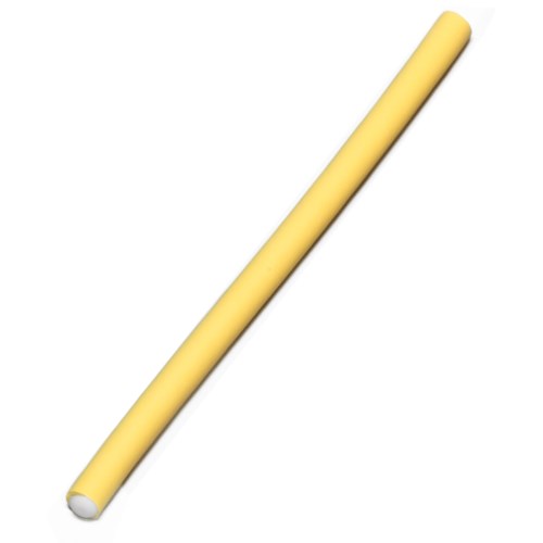 A yellow chalk stick with a white tip, used for writing on blackboards.