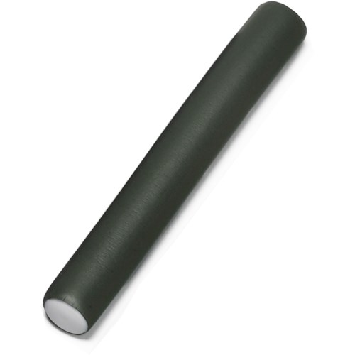 A long, black foam roller with a white end, used for exercise or muscle relaxation.