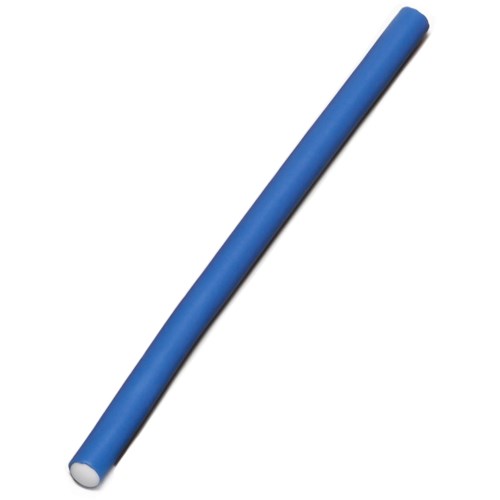 A blue cylindrical object with a white end, likely a foam or plastic tube.