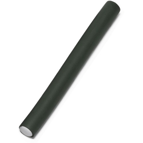 A long, black cylindrical chalk piece with a white tip. It is used for writing on chalkboards.