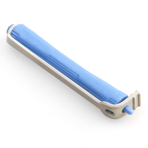 A blue and white ice pack with a cooling gel inside, designed to reduce swelling or pain.