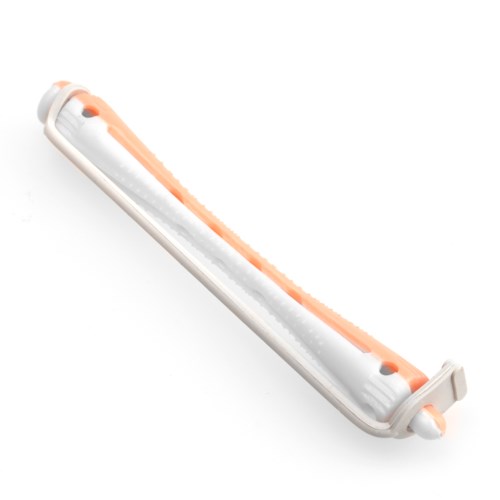 A long, white device with orange parts, likely a water flosser or oral hygiene tool, on a white background.