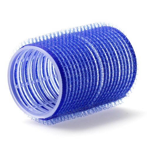 A blue cylindrical object with many tiny loops, looks like a hair roller or a similar device.