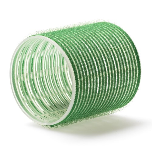 Een groene schoonmaakrol met borstel, bedoeld voor het schrobben van oppervlakken.