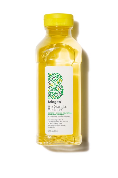 Een gele fles Biogeo-shampoo met een groen-wit label, grote nummer 3 en bladlogo.