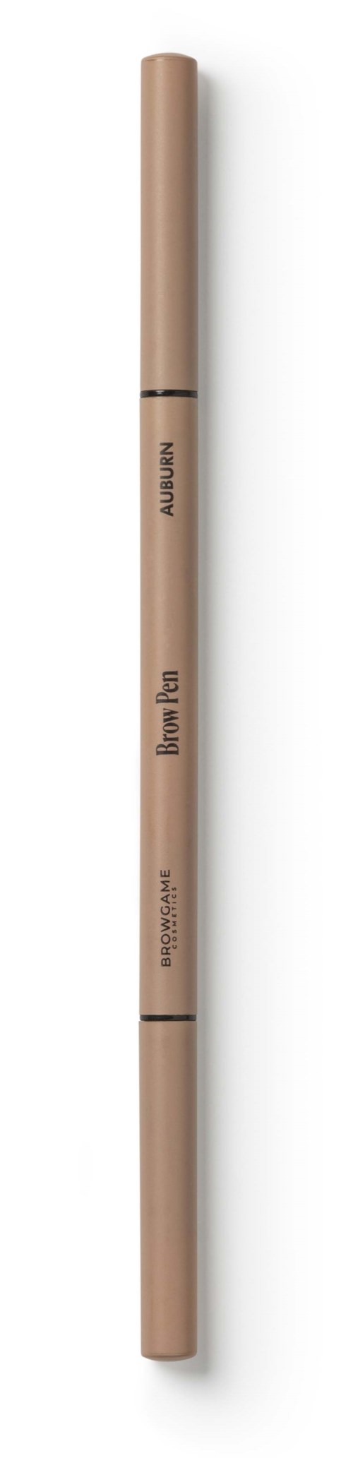 A beige or light brown eyeliner pencil with black text on it, standing vertically.