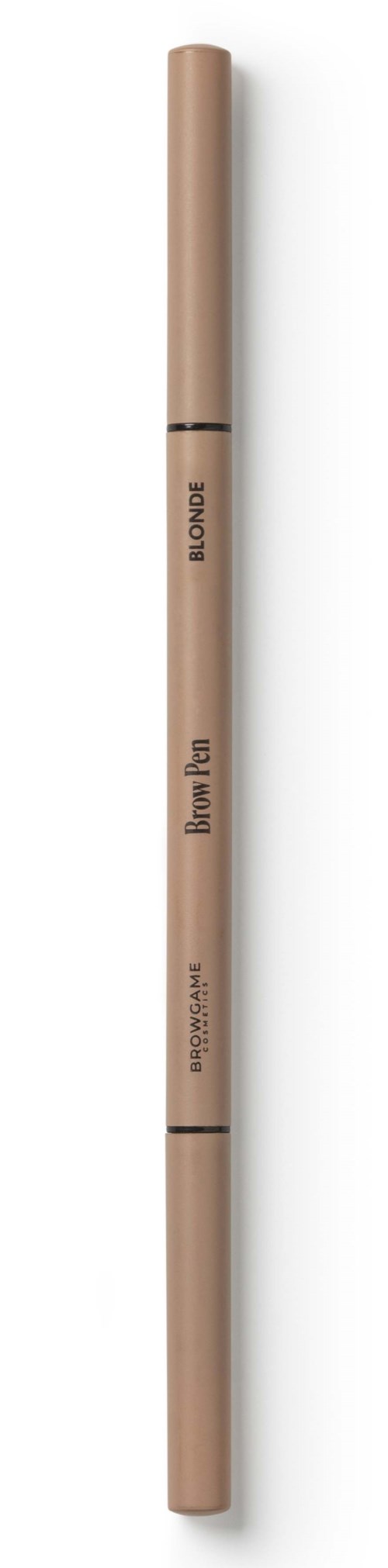 A beige pencil with words written vertically along its body.