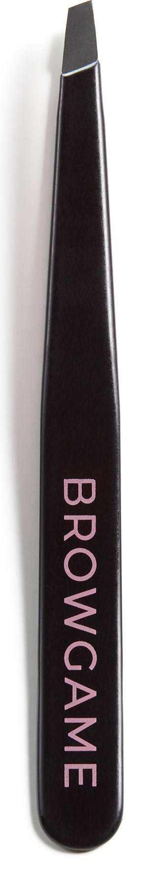 En svart nagelfil med rosa text som säger 'BROWGAMAGE'.