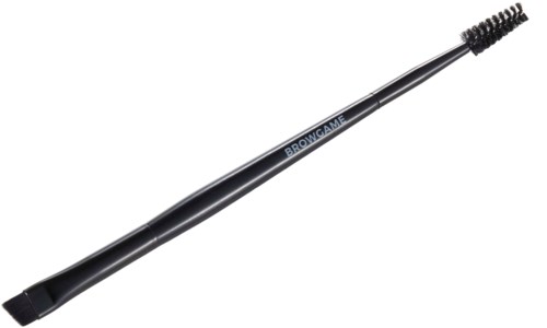 A long, black tube with a small brush at one end, labeled 'BROWGAM.' It looks like a makeup brush tool.
