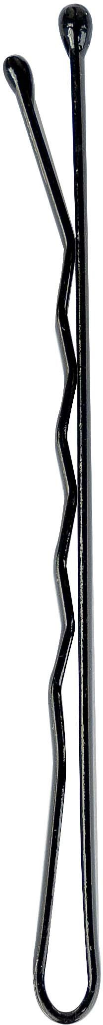 Two metal hairpins with twisted designs and rounded ends.