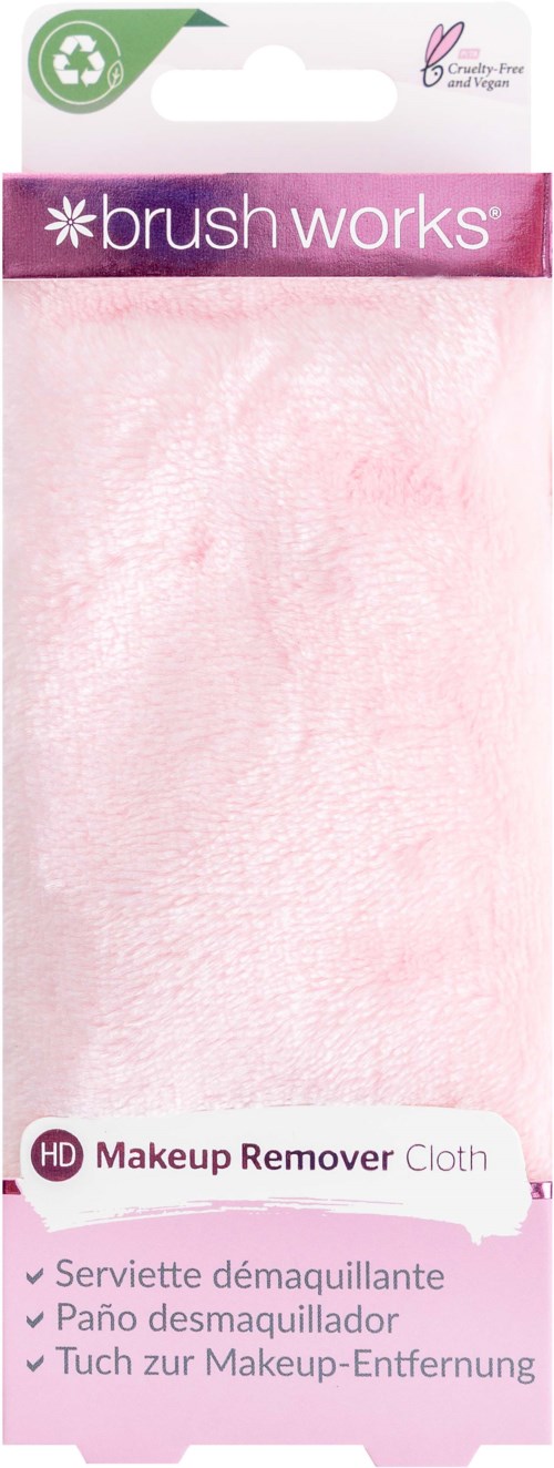 Ruusukullan pehmeä liina meikinpoistoon. Pakkaus näyttää 'brush works'-merkin ja se on ympäristöystävällinen.
