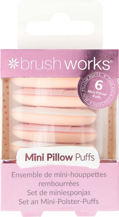 Six small, pink pillow-shaped cushions in a clear plastic package with pink and white labels.