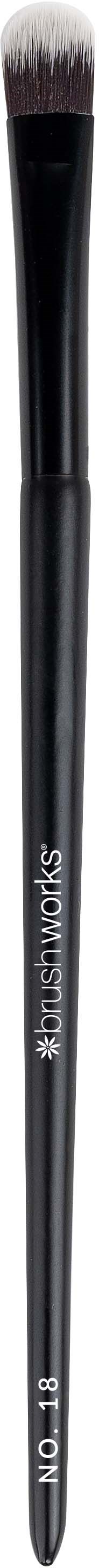 A thin makeup brush with a black handle and white bristles, labeled "No. 8".