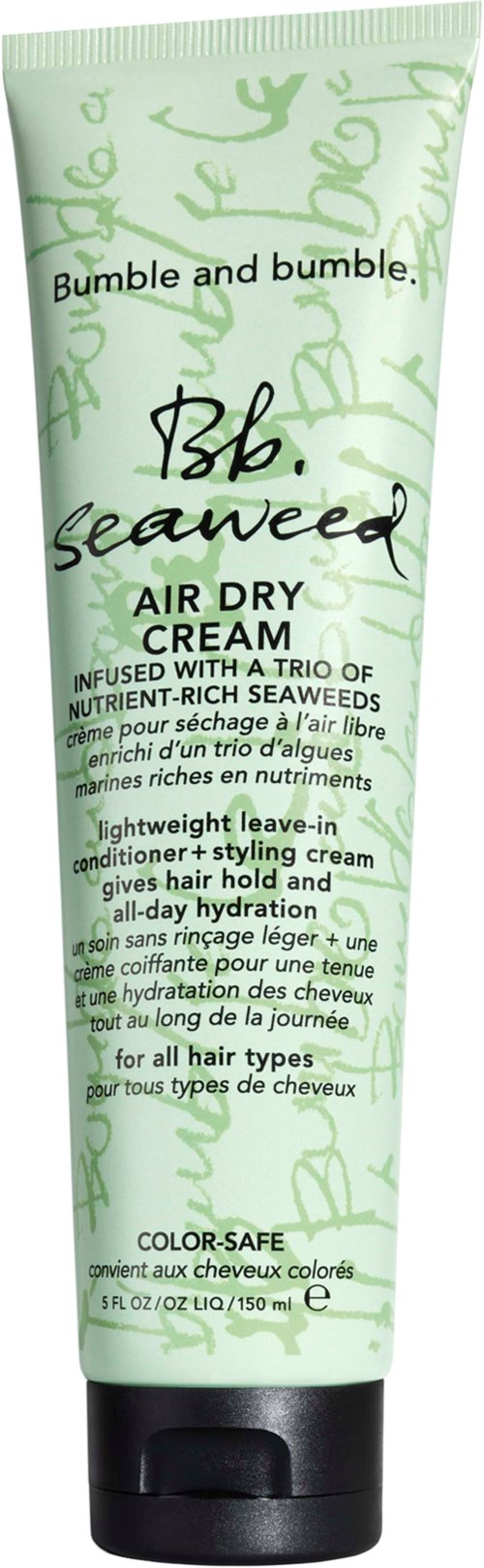 Eine grüne Tube Bumble and Bumble Seaweed Air Dry Cream für alle Haartypen, angereichert mit nährstoffreichem Seetang.