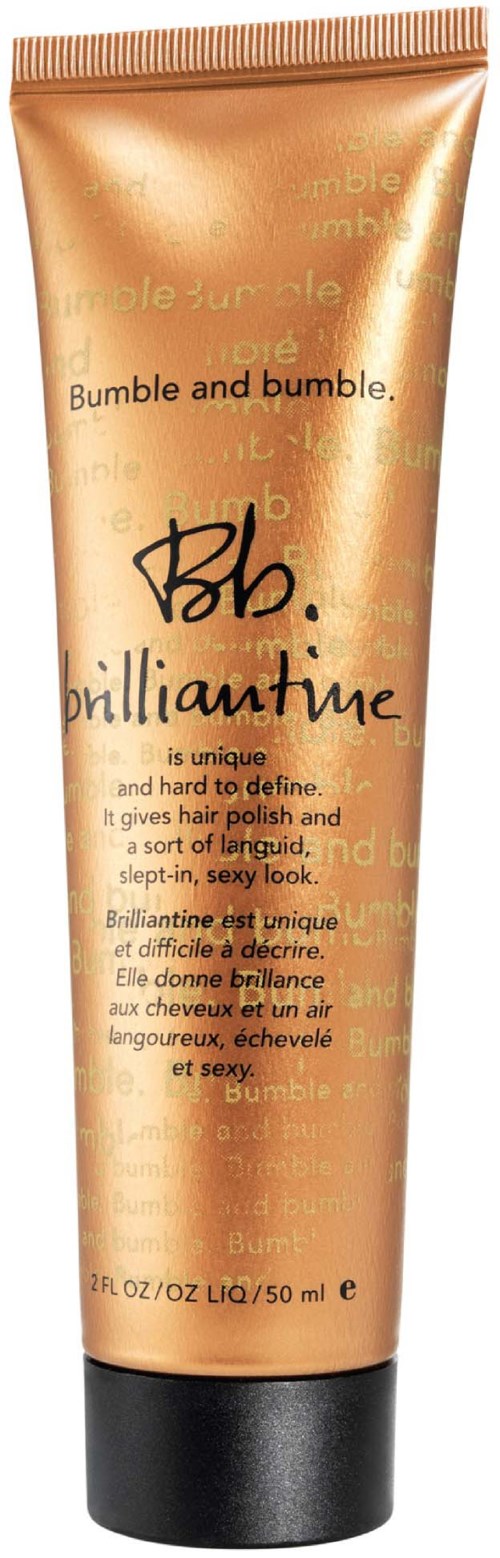 Goldener Tubenkopf mit schwarzem Deckel, Beschriftung 'Bumble and Bumble B. brillante'.
