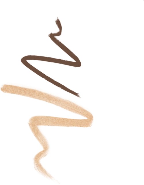 Two wavy lines, one dark brown and one light tan, on a white background.