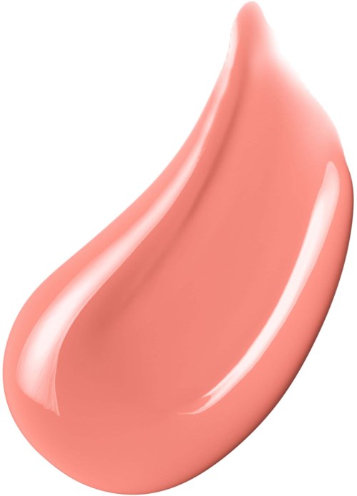 A large, pink, teardrop-shaped cosmetic product with smooth, shiny surface and curved edges.