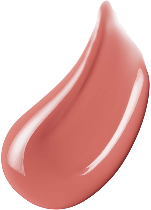 A pinkish-beige liquid with a smooth, glossy surface, shaped like a teardrop with highlights and shadows.