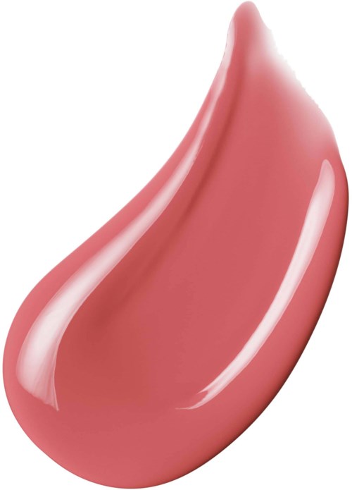 A pink, glossy, teardrop-shaped beauty product or lipstick with shiny surface and smooth curves.
