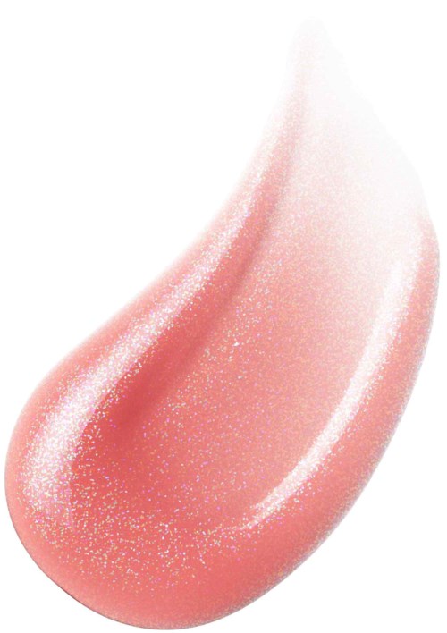 A soft pink, glossy gel or cream with sparkles, shaped like a teardrop.
