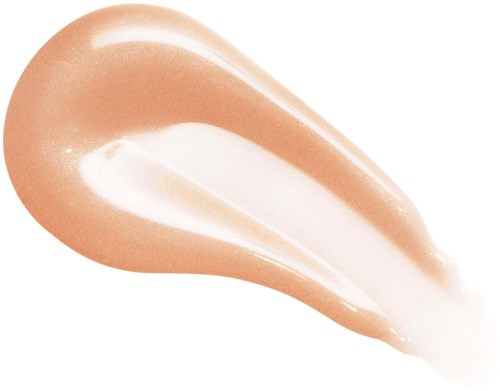 A skin-colored and white cream or lotion is spread on a white background.